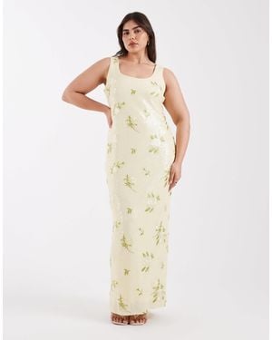 Pretty Lavish Curve Sequin Scoop Neck Maxi Dress - Metallic