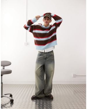 Collusion Brushed Oversized Crew Neck Sweater - Black