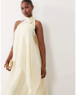 Vero Moda Layered Chiffon Halter Maxi Dress - Natural