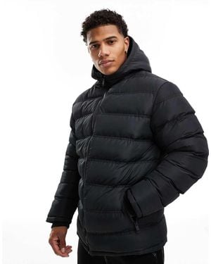 Threadbare Puffer Jacket With Hood - Black