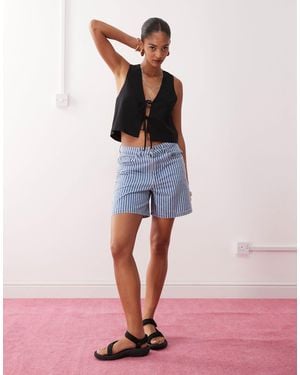 Monki Linen Blend Waistcoat - Pink