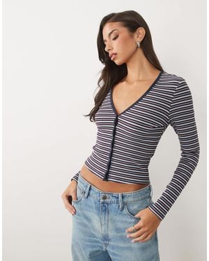 GOOD AMERICAN V-Neck Button Down Rib Cardigan - Grey