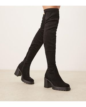 ASOS Wide Fit Kai Chunky Heeled Over The Knee Boots - Black