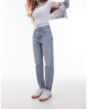 TOPSHOP Original - jean mom délavé à taille haute - Bleu