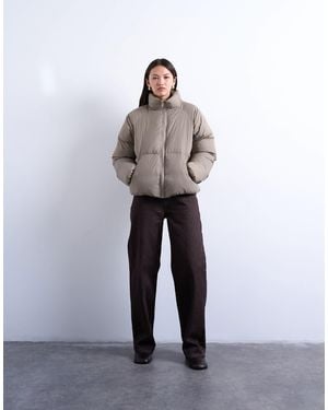 TOPSHOP Puffer Bomber Jacket - Gray