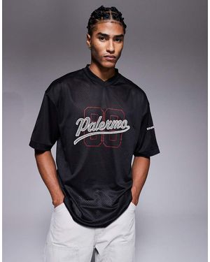 ASOS Oversized T-Shirt Met Gestikte Vlakken En Sportprint - Zwart
