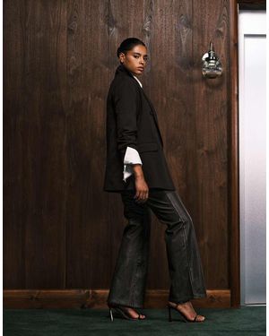 GOOD AMERICAN Good Classic Bootcut Faux Leather Trousers - Blue