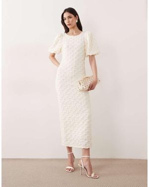 Y.A.S Volume Sleeve Textured Maxi Dress - Pink