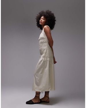 ARKET Vestido Midi Con Cuerpo Fruncido Y Cintura Baja De -Neutro - Gris