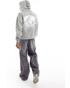 Pull&Bear Global Tournament Back Printed Hoodie - Gray