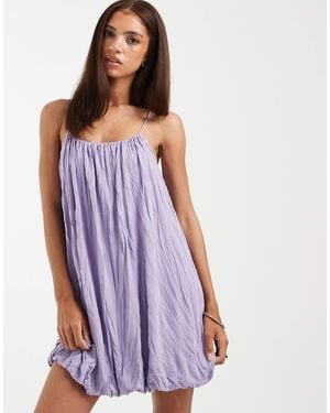 ASOS Crinkle Bubble Hem Mini Dress - Purple