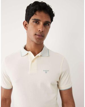 Barbour Denwick Short Sleeve Tailored Tipped Polo Shirt - Natural
