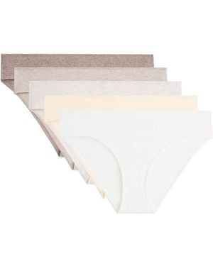 Oysho 5 Rib Cotton Blend Classic Briefs - White