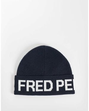 Fred Perry Jacquard-beanie - Blau