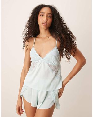 Abercrombie & Fitch Nightwear Satin Lace Trim Cami Top - White