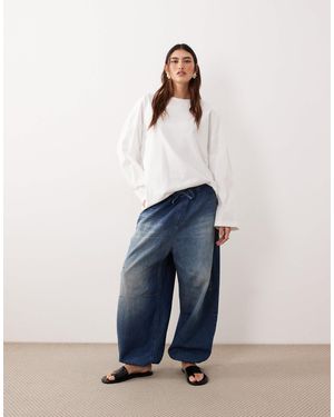 ARRANGE Quinn Drawcord Waist Barrel Jeans - Blue