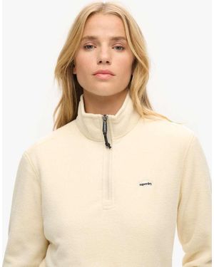 Superdry Polar Fleece Cropped Half Zip - Natural