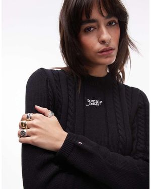 Tommy Hilfiger Maglione Lavorato A Trecce - Nero