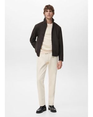 Mango High Neck Zip Through Sweatshirt - Natural