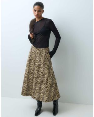 ASOS Midi Cirkelrok Van Imitatieleer Met Slangenprint - Naturel