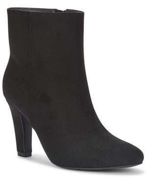 SEQWL Almond Toe Ankle Booties With Zip And Block High Heels - Black