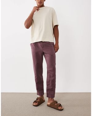 Mango – gerade geschnittene hose aus 100% leinen - Rot