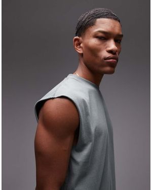 TOPMAN Oversized Fit Sleeveless T-shirt - Grey