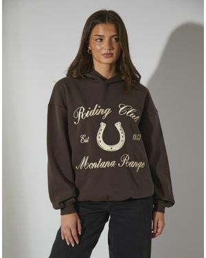 South Beach Sudadera Marrón Con Capucha Y Estampado "Riding Club" De