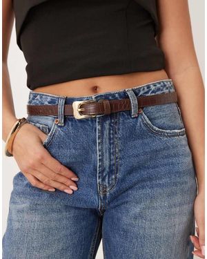 Mango Faux Croc Textured Belt - Blue