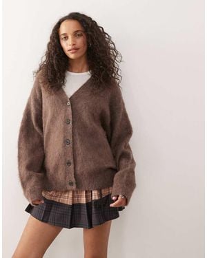 Weekday Premium Wool & Mohair Blend Cardigan - Brown