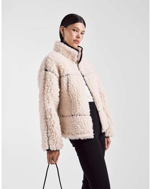 ASOS High Pile Borg Zip Through - Natural