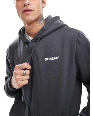 Sixth June Sudadera Con Capucha, Cremallera Y Detalle Estampado De (Parte De Un Conjunto) - Azul