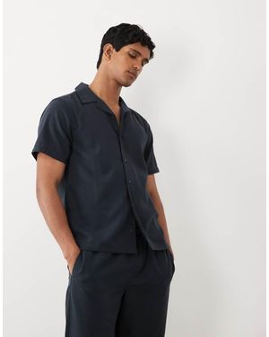 New Look Camicia Effetto Lino Con Rever - Blu