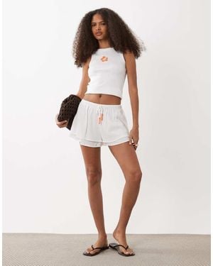 Mango Teen Ruffle Tie Waist Short - White