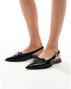 schuh Lars Tie Detail Pointed Toe Flats - White