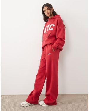 Kaiia Cotton Rich Embroidered Logo Detail Wide Leg Trackies