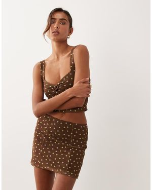 ASOS Co-ord Printed Mesh Spot Mini Skirt - Brown