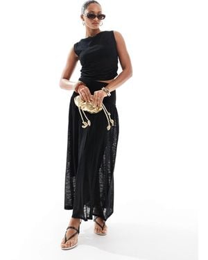4th & Reckless Knitted Deep Waistband Drop Waist Maxi Skirt Co-ord - Black