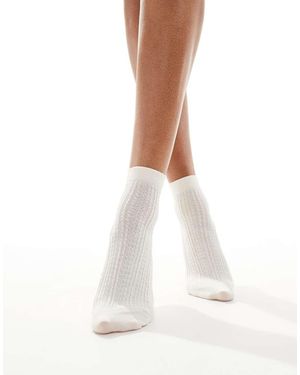 SUI AVA Calcetines Tobilleros Hueso De Punto Pointelle Sofie De - Blanco