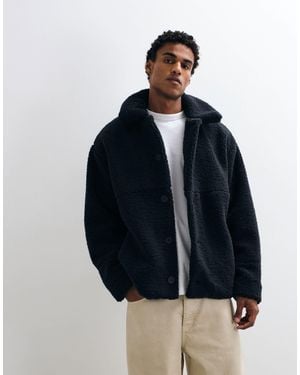 ASOS Oversized Borg Coach Jacket - Blue