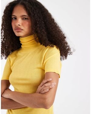 ASOS Sheer Knit Grown On Neck Sheer T-shirt - Orange