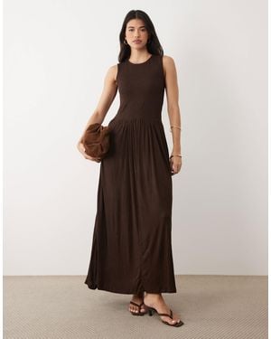 ASOS Colorblock Crinkle Midi Dress - Brown