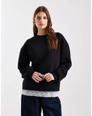 ASOS Oversized Sweatshirt Met Kanten Zoomdetail - Blauw