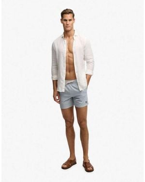 Superdry Seer Sucker 15-Inch Swim Shorts - White