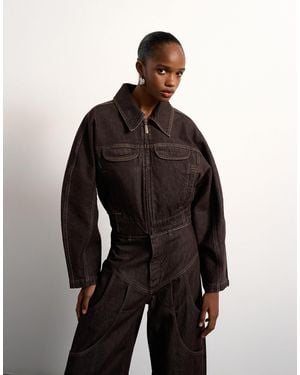 TOPSHOP Tolu Coker X Barrel Denim Jacket Circular Design - Black