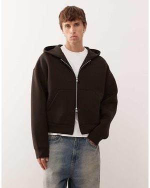 Weekday Simon Scuba Zip Through Hoodie - Black