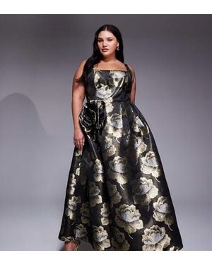 ASOS Curve Jacquard 3d Floral Maxi Dress - Multicolour