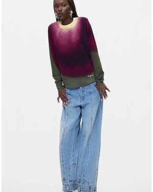 Desigual Fine Knit Jumper Gradient Effect - Blue