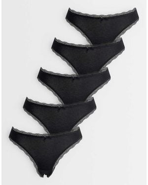 DORINA Essentials Cotton 5 Pack Thongs - Black