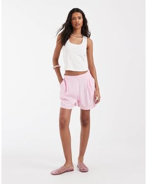 JJXX Linen Blend Stripe Shorts - Red